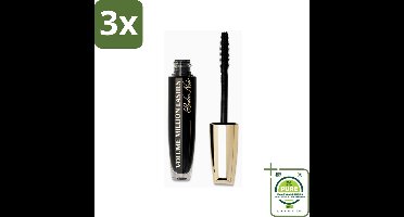 3 x L'Oréal Paris - Mascara - Volume Million Lashes Balm Noir - Zwart - 8,9 ml - Grootverpakking - Mascara - Wimpers - Volume - Verzorging - L'Oréal Paris