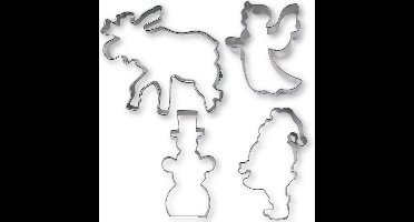 Uitsteekvormen Kerst Set 4-delig: Eland, Sneeuwman, Engel en Kerstman