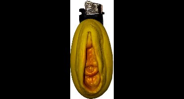 Humoristische Gele Aansteker met Vaginale Silicone Cover – Ondeugende Gadget voor Feestjes & Grap Cadeaus