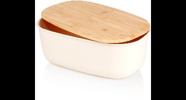 Vilde Chlebak - Broodtrommel met Bamboe Deksel - BPA-vrij - Ovaal - Kremkleurig