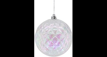 Kersthanger – Kerstbal Acryl Transparant Iridescent 20×20 cm – Luxe Glanzende Ornament Bal met Ruit-Relief – Lichtgewicht – Kerstdecoratie