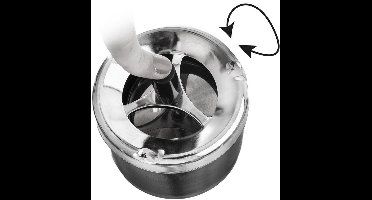 Orion - Metalen Sluitbare Asbak - Ø 9,5 cm - Zwart en Zilver - Draaibaar en Duurzaam