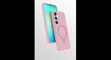 Hoesje Geschikt voor Samsung S25 / S24 hoesje zacht siliconen Licht Roze - Liquid Backcover ring hoesje Geschikt voor Magsafe