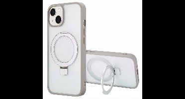 Accezz Hoesje - Geschikt voor Apple iPhone 14 - Ring Stand Backcover geschikt voor MagSafe - Grijs