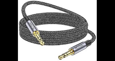 3,5 mm Audio Jack Kabel Male naar Male - Nylon Stereo Aux Kabel voor Telefoons, Luidsprekers, Tablets en PC's