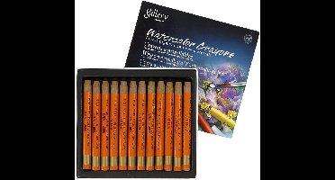 Aquarelkrijt | Wateroplosbaar krijt | Oranje | L 9,3 cm | Dikte 8 mm | 12 stuks