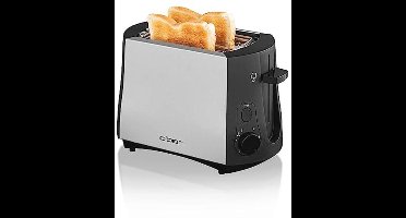 Cloer 3410 2-slice toaster, 825 W, integrated attachment for rolls, lifting device, crumb tray, heat insulated, matt metal housing