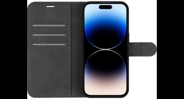 Just in Case hoesje geschikt voor iPhone 14 Pro Hoesje met Pasjeshouder - Premium Bookcase - Zwart