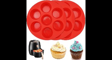 Ronte - Siliconen muffinvorm voor airfryer, 7 kopjes, anti-aanbaklaag - Set van 3. Perfect voor cupcakes, brownies, cakes en pudding.
