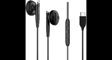 Ntech - oordopjes met Draad - NT - 03 Zwart - USB C Geschikt voor iPhone 17 / 17 Pro Max / Air / 16 / 16 Pro Max /15 / 15 Pro Max - Samsung S25/ S25 Ultra/S25 FE/A56/A36/A26 Oortjes met Draad - USB-C Aansluiting - In-Ear Oordopjes - Bedrade Oortjes