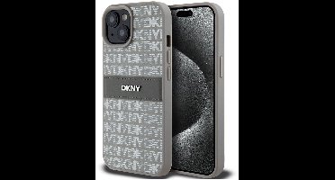 DKNY Textured Tonal Stripe Back Case - Geschikt voor Apple iPhone 15 (6.1") - Beige
