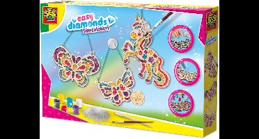 SES Creative Easy diamonds - Suncatchers - Zonnevanger - Knutselen - Voor Meisjes Vanaf 6 Jaar - 6 Kleuren - 3 Vormen