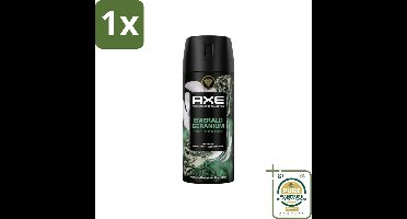 1 x AXE - Deodorant Spray - Emerald Geranium - Premium Geur - Kruidig & Verfrissend - 150 ml- Deodorant Spray - AXE - Geranium - Kruidige Geur - Frisse Geur