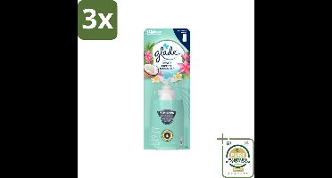3 x Glade – Sense & Spray Navulling – Exotic Tropical Blossoms – 18 ml - Grootverpakking - Tropische Geur - Bewegingssensor - Kokos En Bloemen - Luchtverfrisser - Exotische Geur
