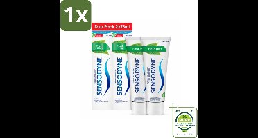 1 x Sensodyne - Tandpasta - Fresh Mint - Frisse Munt - Duopack - 2 x 75 ml - Gevoelige Tanden - Tandpasta - Tandplak Verwijderen - Fluoride - Tandglazuur