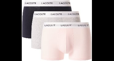 Lacoste Heren Boxershorts Trunks 3-Pack Lichtroze/Grijs/Navy Blauw - Maat XL