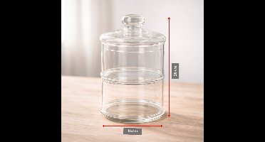 Alpina Voorraadpot/bonbonniere - glas - 2 laags - 16 x 28 cm - opbergpot/snoeppot