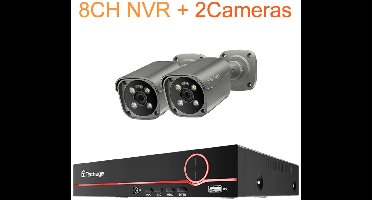 4K Beveiligingssysteem – Camerasysteem – Bewakingsset – CCTV Kit – PoE NVR Kit – 8MP Ultra HD – AI Mensendetectie & Rood-Blauw Licht Alarm