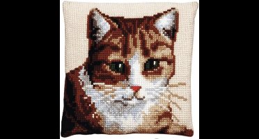 Pako borduurpakket kruissteekkussen - kat - geprint stramien - 003.098 - DIY kit