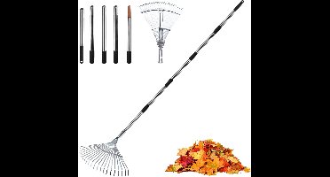 Unyqoos® Verstelbare bladhark met stalen tanden voor tuin en gazononderhoud