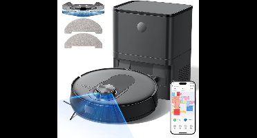 RVV® Robotstofzuiger met laadstation - Robotstofzuiger - Robotstofzuiger huisdieren - Zwart - 33cm x 33cm x 7 cm