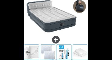 Intex Luchtbed - 2-Persoons - 152 x 236 x 86 cm - Grijs - Inclusief pomp - Hoeslaken - Kussen - Kussenbeschermer en Reparatieset