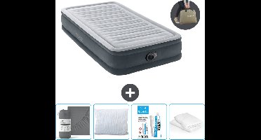 Intex Luchtbed - 1 Persoons - 99 x 191 x 33 cm - Grijs - Inclusief pomp - Hoeslaken - Kussen - Kussenbeschermer en Reparatieset