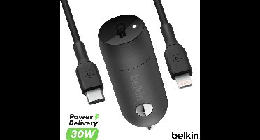 Belkin BoostCharge 30 W USB-C-autolader + USB-C naar Lightning-kabel