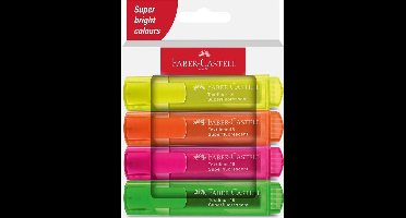 Faber-Castell Textmarker 46 Superfluorescent, 4 stuk(s), Groen, Oranje, Roze, Geel, Beitelvormige punt, 1 mm, 5 mm, Inkt op waterbasis