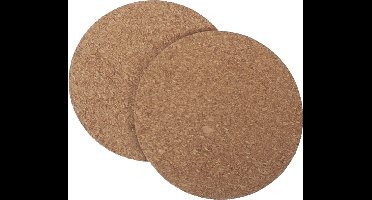 Pannenonderzetters van kurk - set van 4x stuks - rond - dia 18 x 18 cm