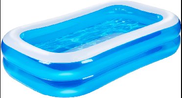 Eddy Toys Opblaas Zwembad - Opblaasbaar Zwembad met Drainageplug en Reparatiepatch - Kinderbad en Peuterbad - 207 x 132 x 46 cm - Kinderzwembad - Opblaasbare Zwembaden - Blauw