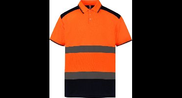 Yoko Tweekleurige signalisatiepolo YHVJ220 - Hi Vis Orange / Navy - M