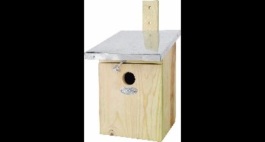 Houten vogelhuisje/nestkastje groene takjes/mos 24 cm - Tuindecoratie vogelnest nestkast vogelhuisjes