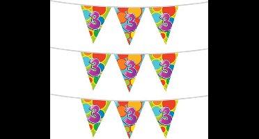 Haza Vlaggetjes 3 jaar - leeftijd verjaardag - 3x stuks - plastic 10m