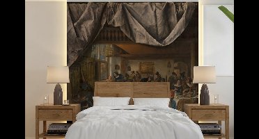 Behang - Fotobehang Het leven van de mens - Jan Steen - Breedte 220 cm x hoogte 220 cm