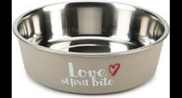 Beeztees rvs eetbak hond First Bite grijs 14 cm