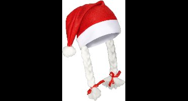 Benza Kerstmuts met vlechten - Rood