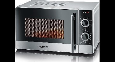 Severin MW 7874 Magnetron met Grillfunctie – 20L – 700W Magnetron – 900W Grill – 9 Vermogensstanden – Zwart/Zilver