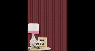 Dutch Wallcoverings Vliesbehang rood met fijn - zwart streepje