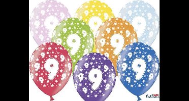 Verjaardag Ballonnen 9 Jaar Metallic Mix (6st)
