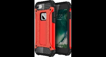 - Hybrid Tough Armor-Case Bescherm-Cover Hoes geschikt voor iPhone 7 - 8 - Rood