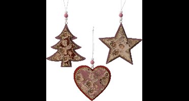 Decoris Kersthanger Figuur mdf 3 assorti 10x10c (1 stuk) assorti