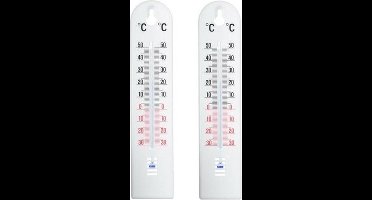 Nature Thermometer - 1x - binnen/ buiten - wit - kunststof 5 x 20 cm - Buitenthemometers