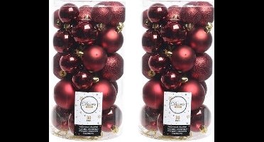Decoris kerstballen - 60x st - donkerrood - 4-5-6 cm - kunststof - kerstversiering