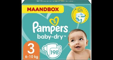 Pampers Baby-Dry Luiers - Maat 3 (6-10 kg) - 198 stuks - Maandbox