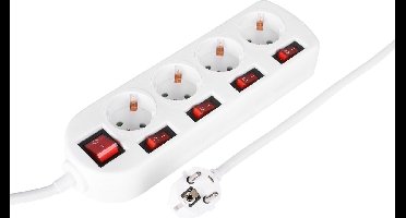 Q-Link stekkerdoos - 4-voudig - met 5 schakelaar - 3 x 1.5 mm² - 1.5 m - wit