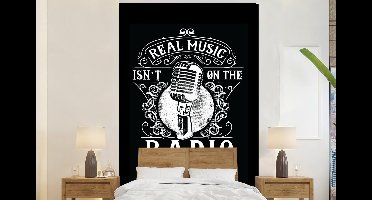 Behang - Fotobehang Microfoon - Muziek - Retro - Quote - Breedte 170 cm x hoogte 260 cm