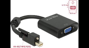 Premium Mini DisplayPort 1.2 (met schroef) naar VGA adapter / zwart - 0,20 meter