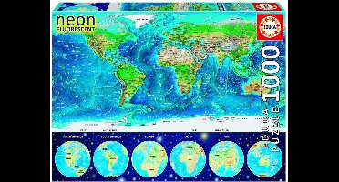Educa puzzel - wereldkaart - Glow in the Dark- 1000 stukjes