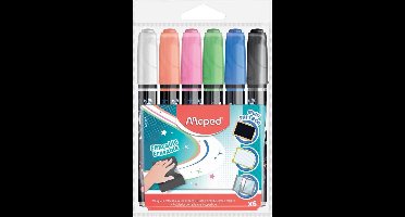 Krijtmarkers Set van  6 stuks in geassorteerde kleuren verpakt in een handige Zipperbag + 25 vel Krijtpapier